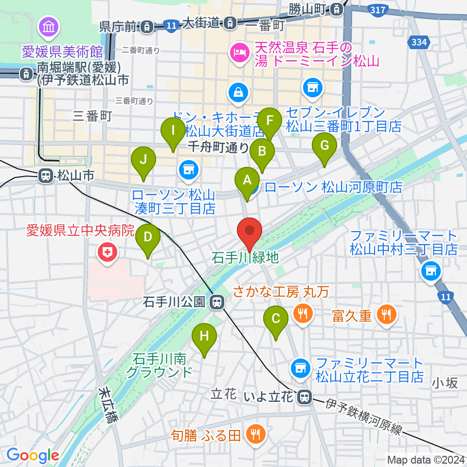 松山サロンキティ周辺のホテル一覧地図