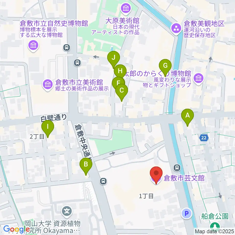 倉敷市芸文館周辺のホテル一覧地図