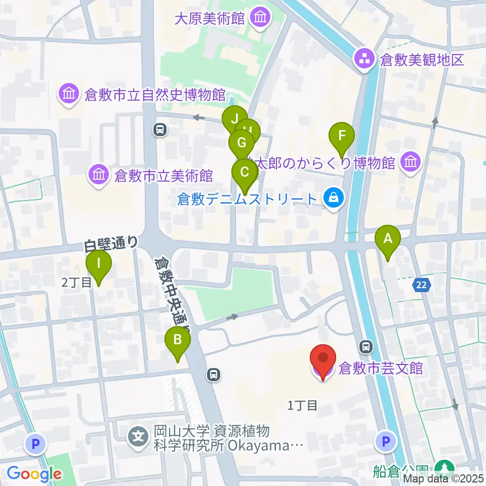 倉敷市芸文館周辺のホテル一覧地図