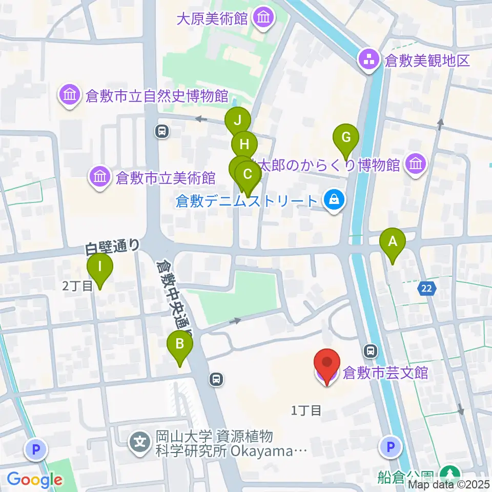 倉敷市芸文館周辺のホテル一覧地図