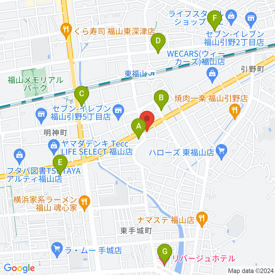 福山MUSIC FACTORY周辺のホテル一覧地図