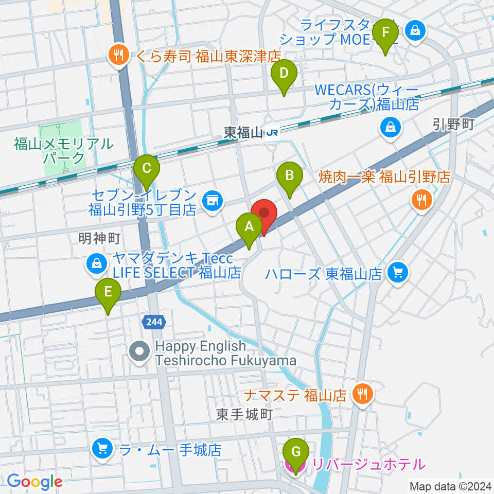 福山MUSIC FACTORY周辺のホテル一覧地図