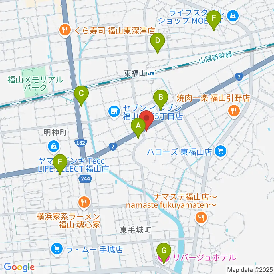 福山MUSIC FACTORY周辺のホテル一覧地図