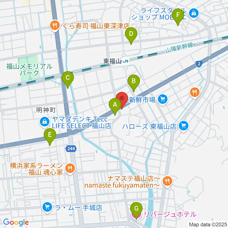 福山MUSIC FACTORY周辺のホテル一覧地図