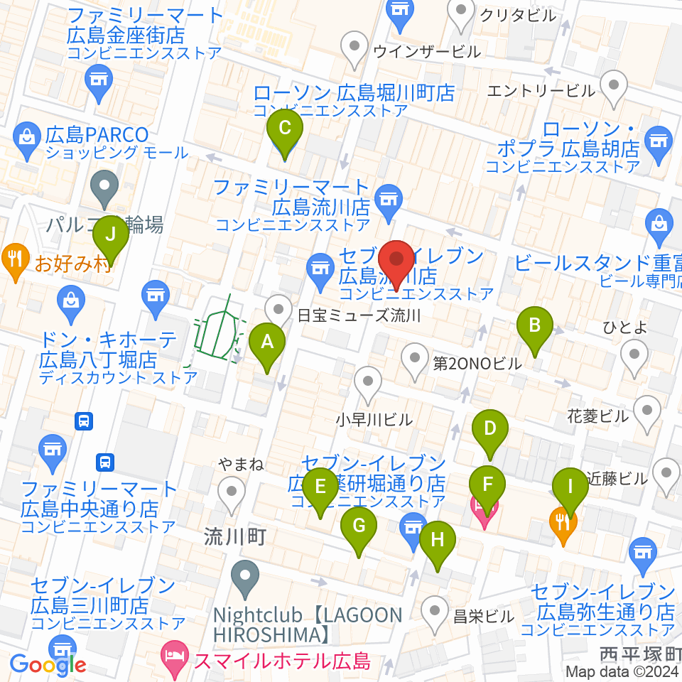 広島LIVE Cafe' Jive周辺のホテル一覧地図