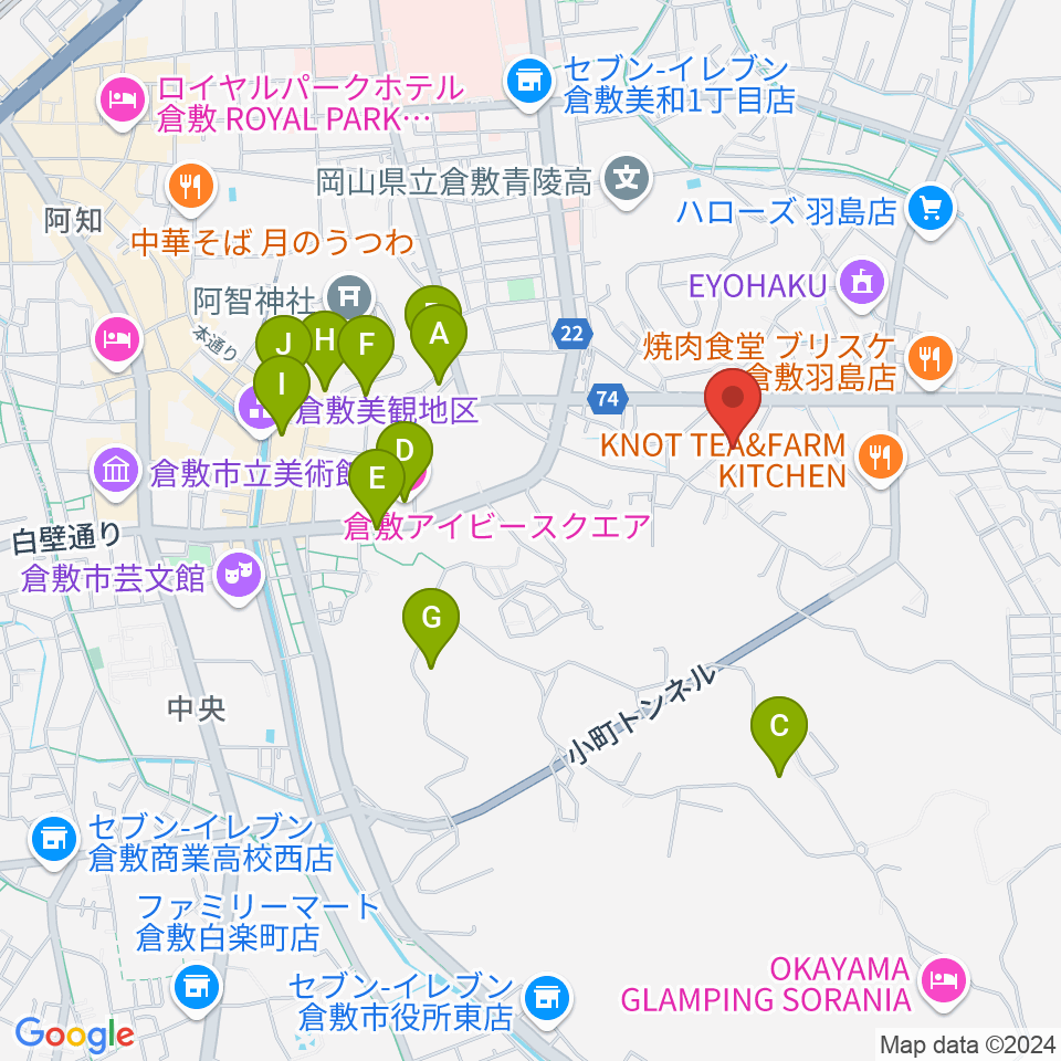 倉敷音楽舘周辺のホテル一覧地図