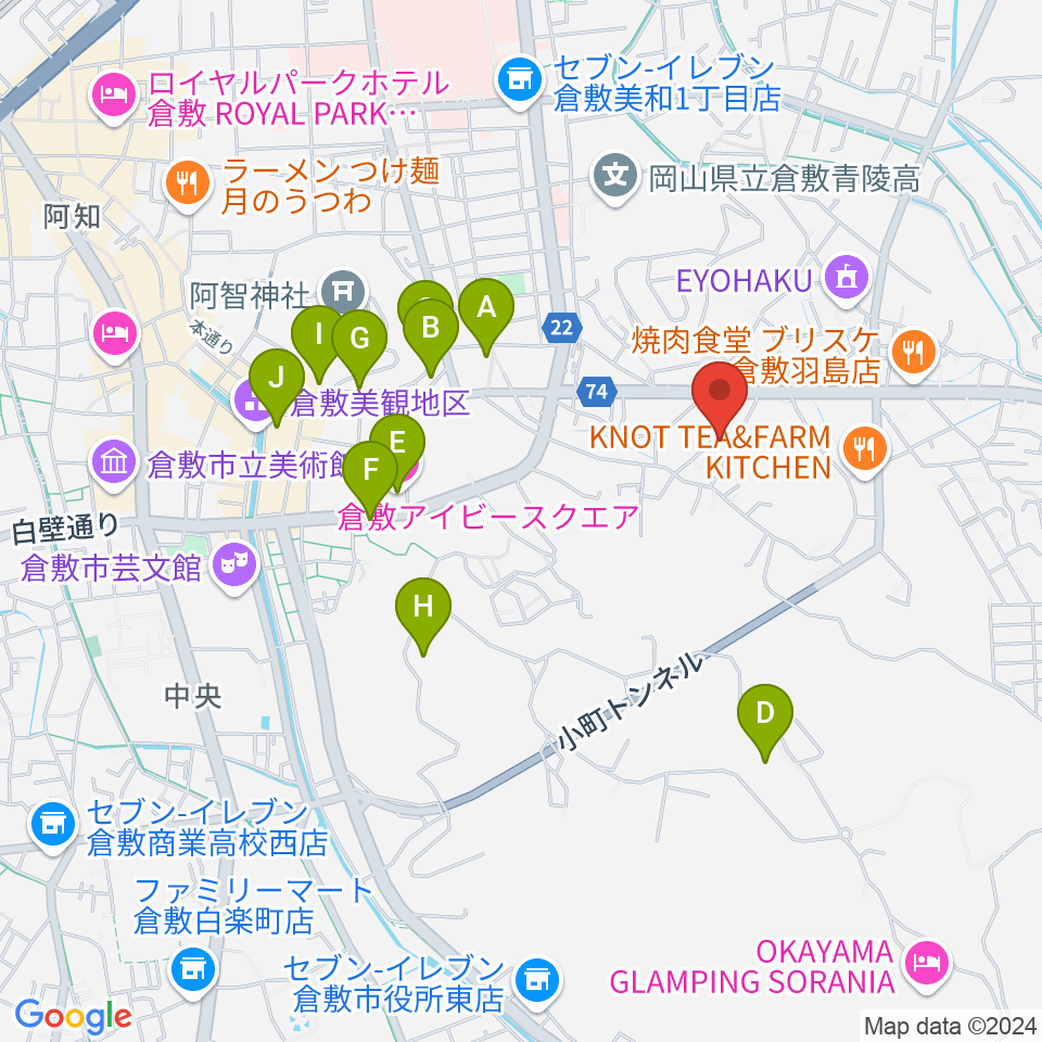 倉敷音楽舘周辺のホテル一覧地図