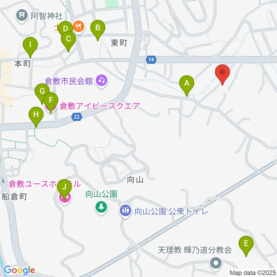 倉敷音楽舘周辺のホテル一覧地図