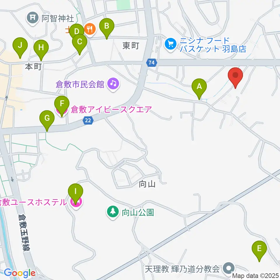 倉敷音楽舘周辺のホテル一覧地図