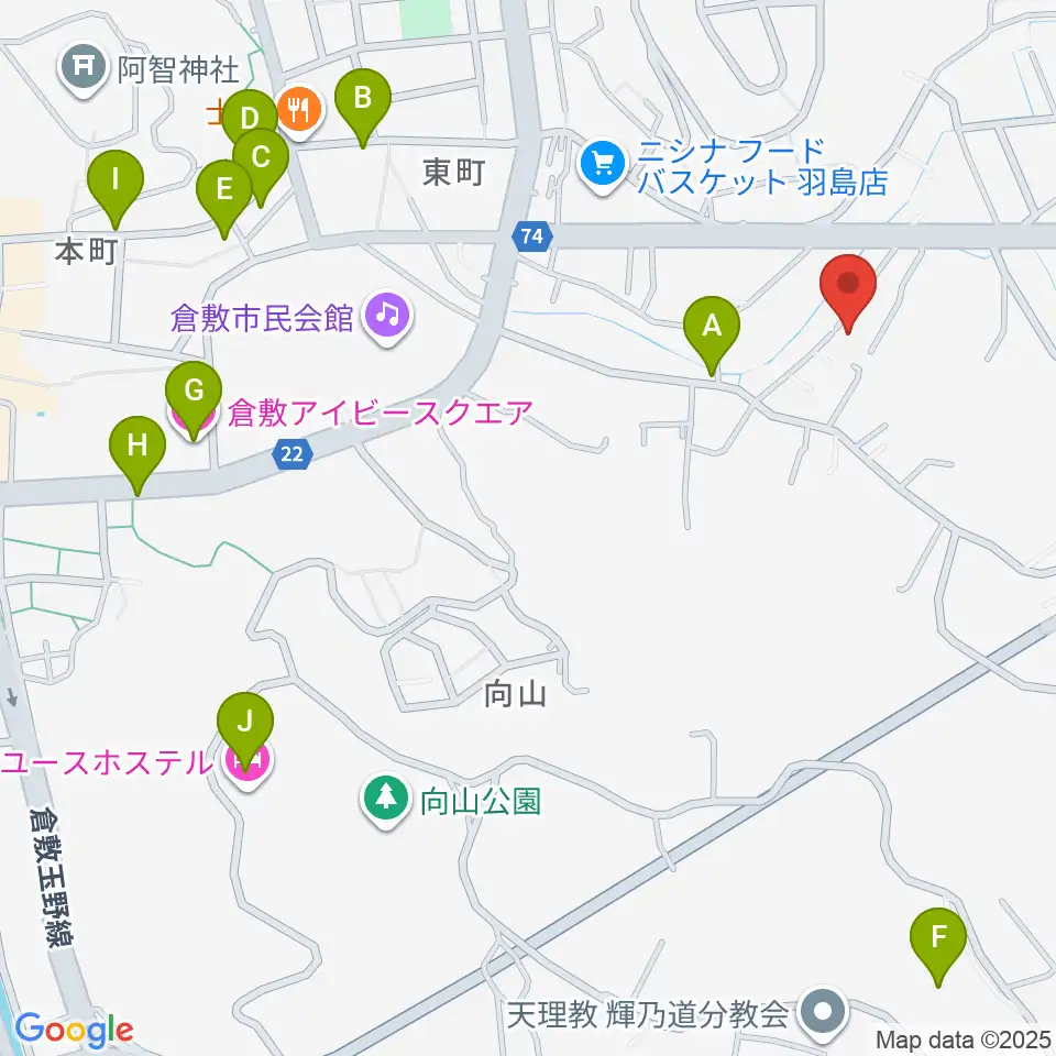 倉敷音楽舘周辺のホテル一覧地図