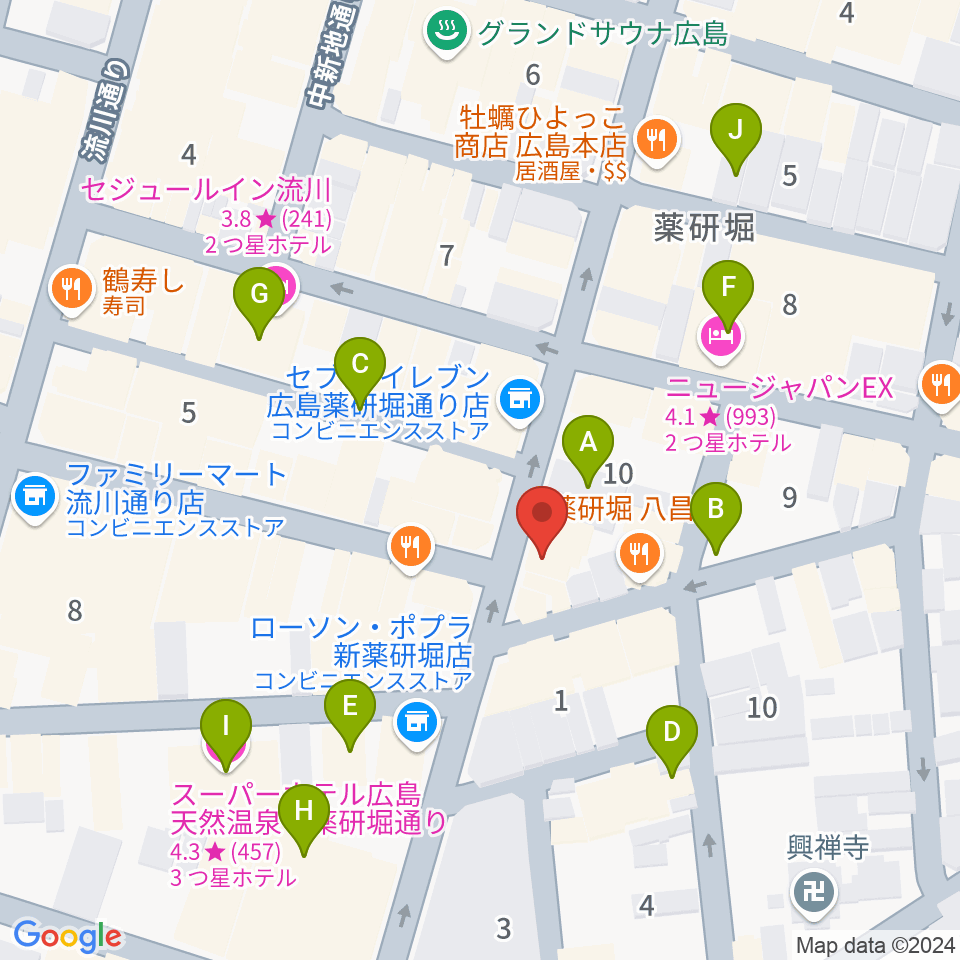 広島Lush LIfe周辺のホテル一覧地図