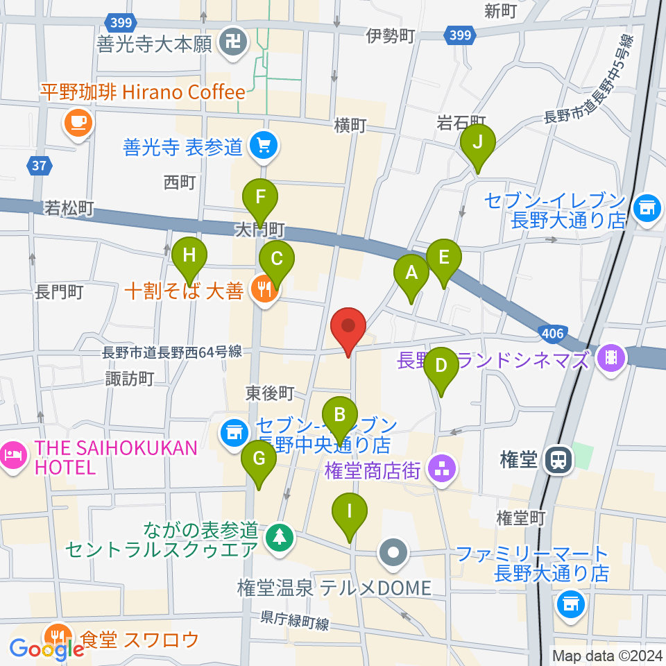 権堂ネオンホール周辺のホテル一覧地図