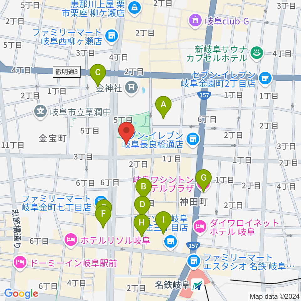 岐阜市文化センター周辺のホテル一覧地図