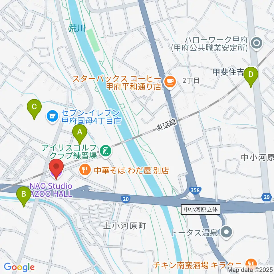 甲府カズーホール周辺のホテル一覧地図