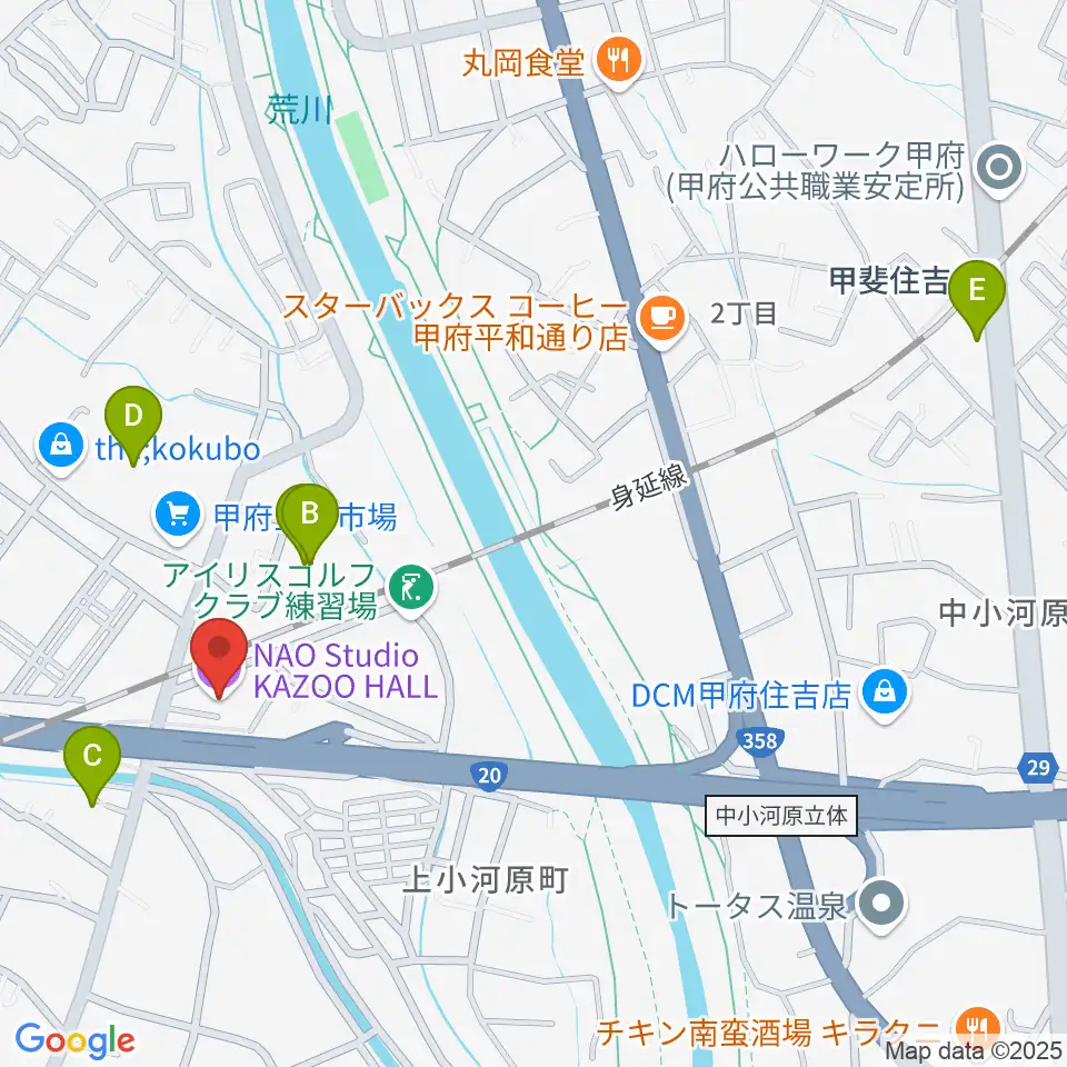 甲府カズーホール周辺のホテル一覧地図