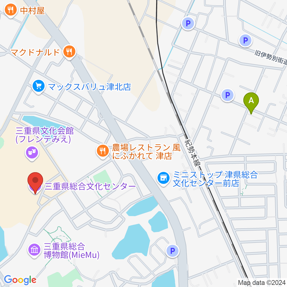 三重県総合文化センター 三重県文化会館周辺のホテル一覧地図