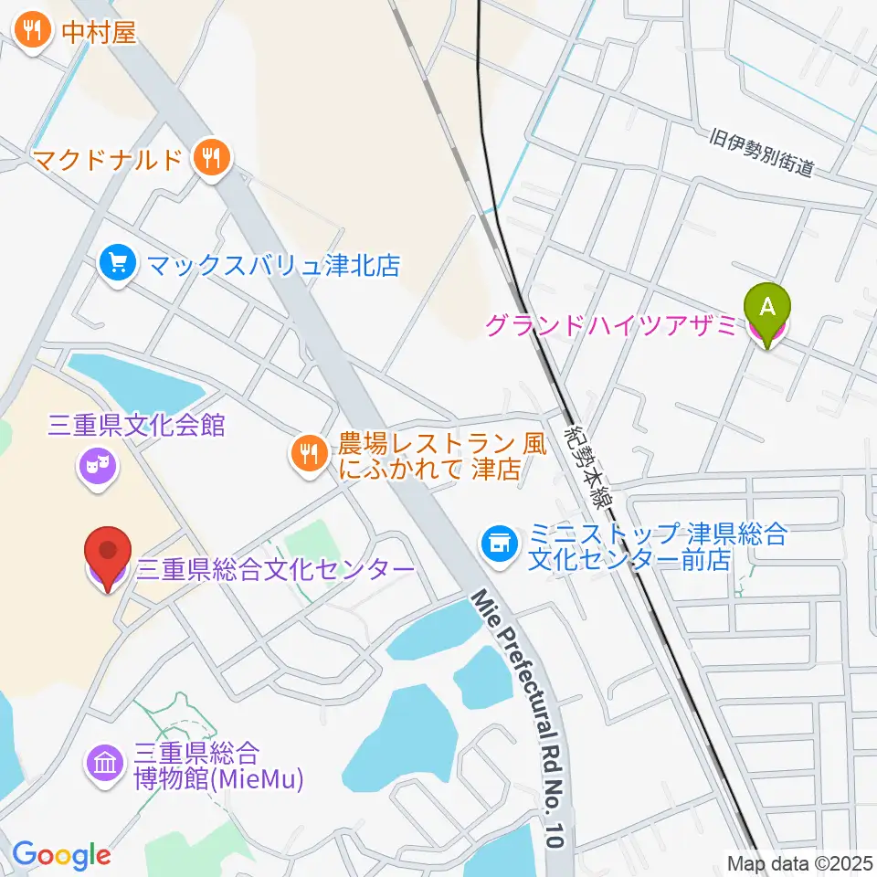 三重県文化会館周辺のホテル一覧地図
