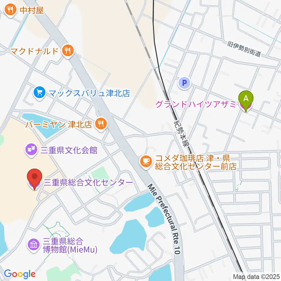 三重県文化会館周辺のホテル一覧地図