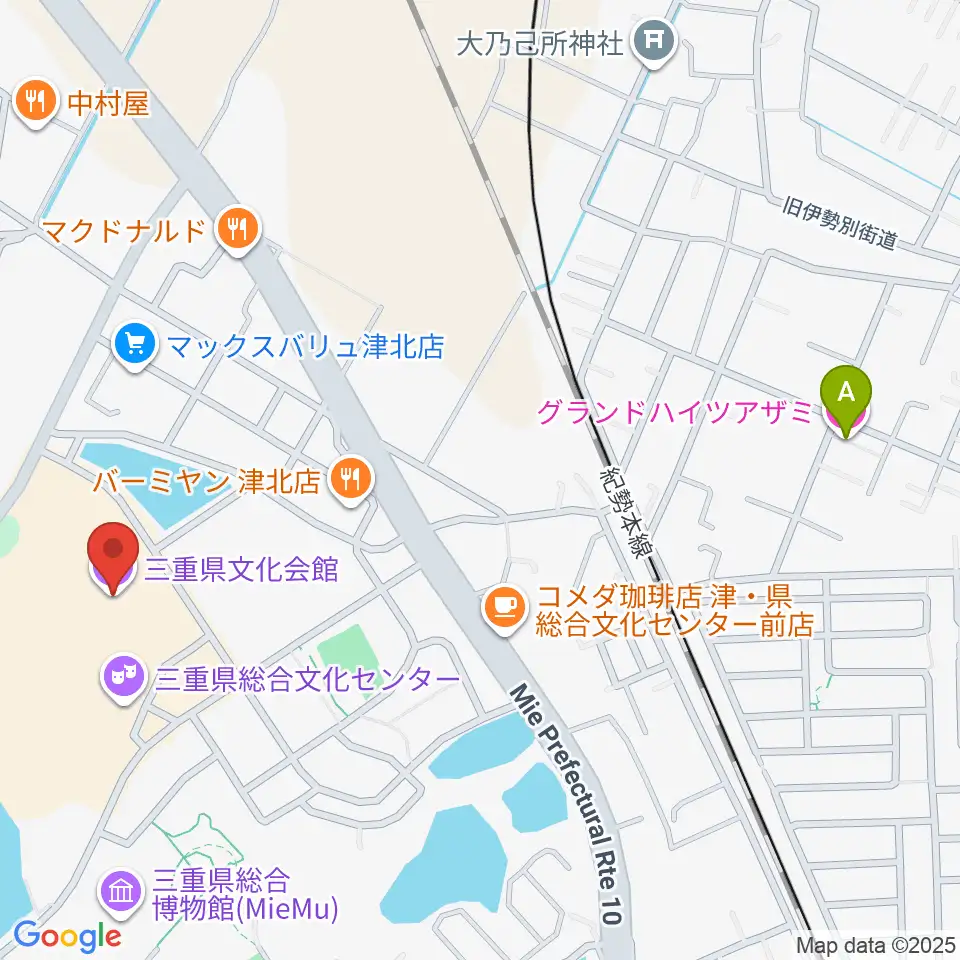 三重県文化会館周辺のホテル一覧地図