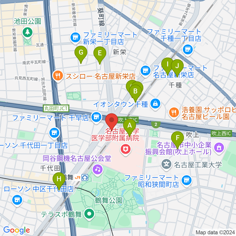 鶴舞DAYTRIP周辺のホテル一覧地図