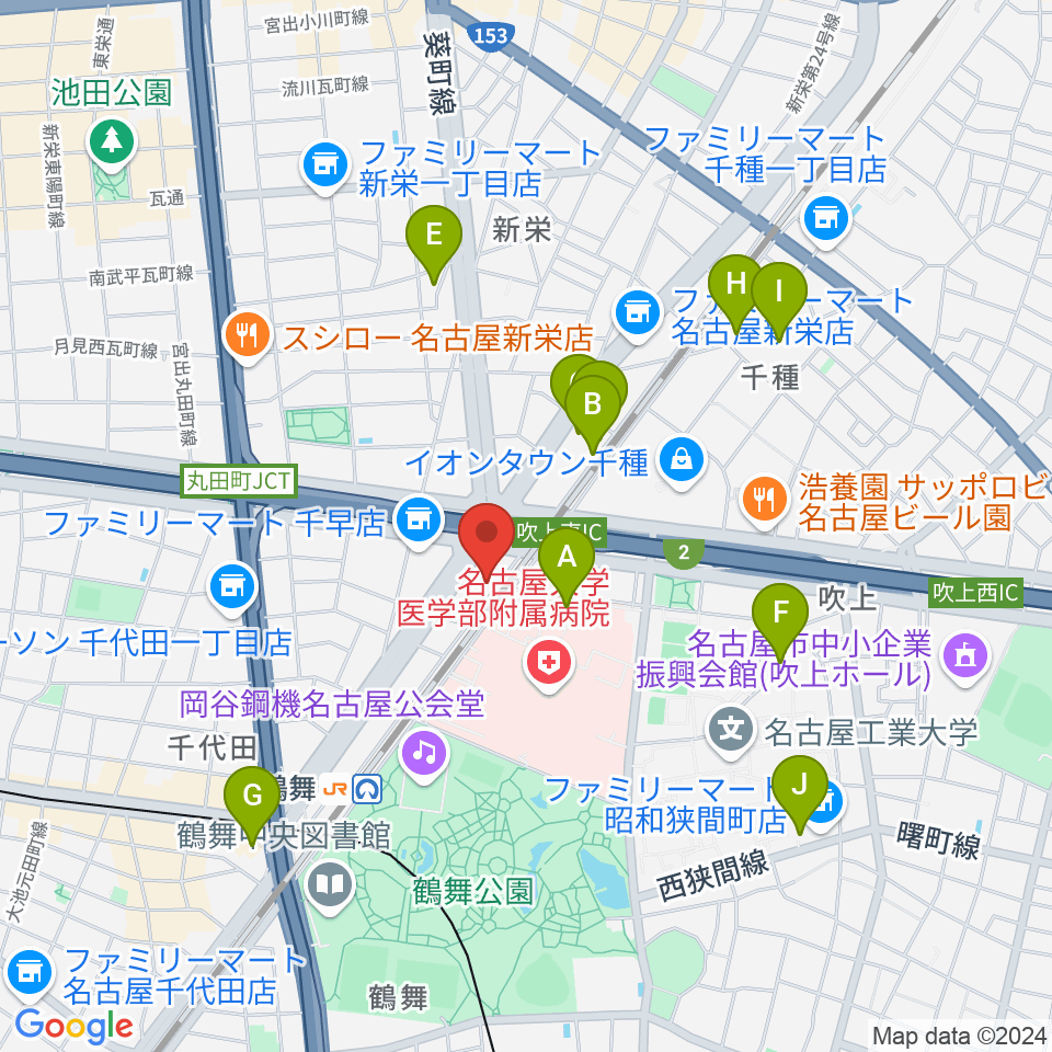 鶴舞DAYTRIP周辺のホテル一覧地図