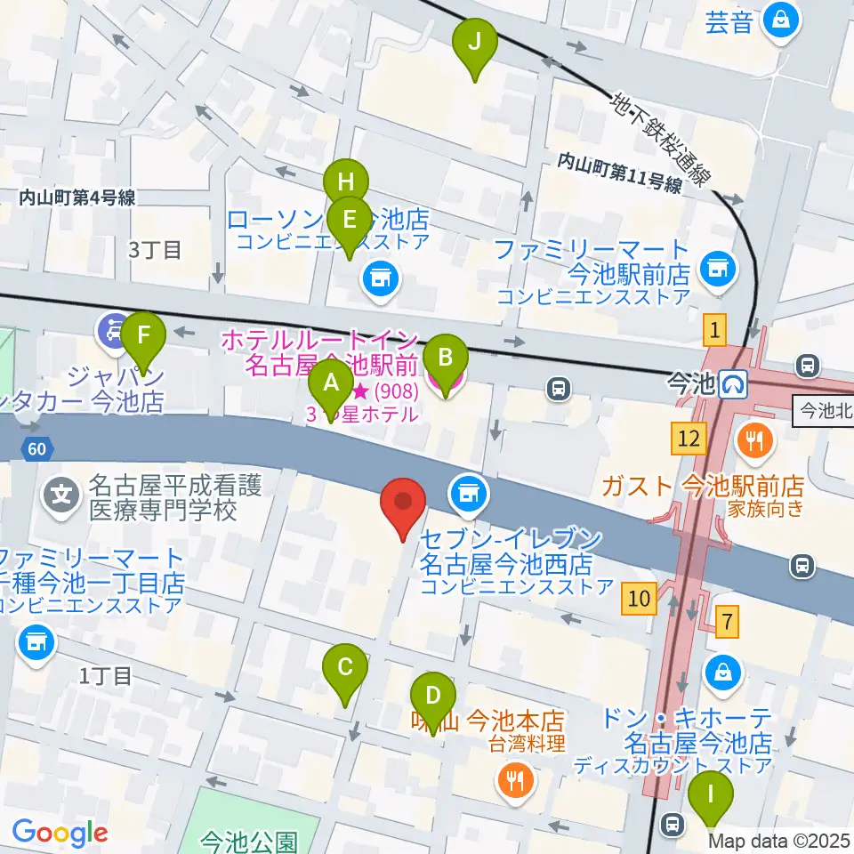 今池TOKUZO周辺のホテル一覧地図