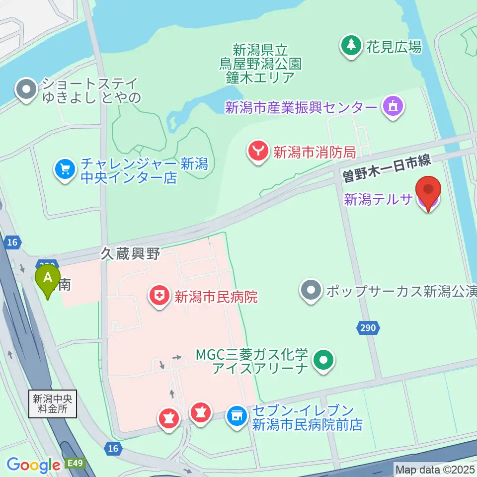 新潟テルサ周辺のホテル一覧地図