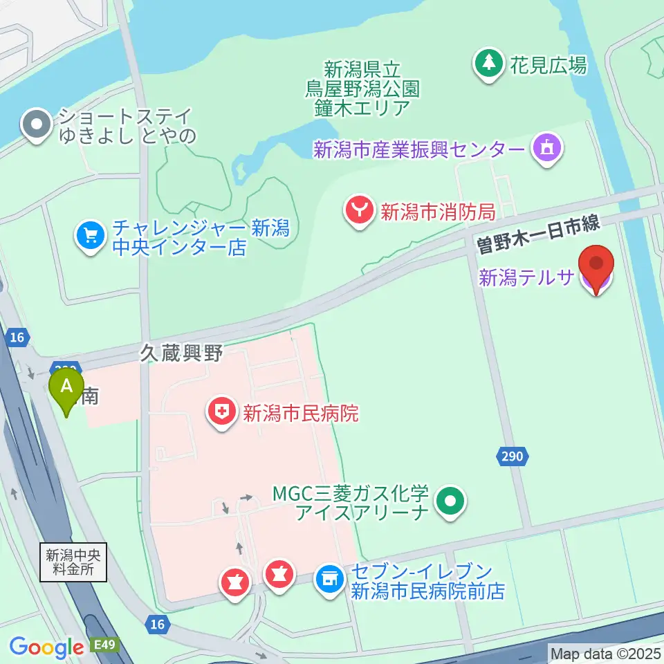 新潟テルサ周辺のホテル一覧地図