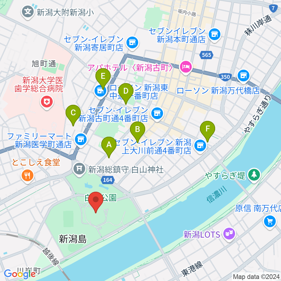 新潟県民会館周辺のホテル一覧地図