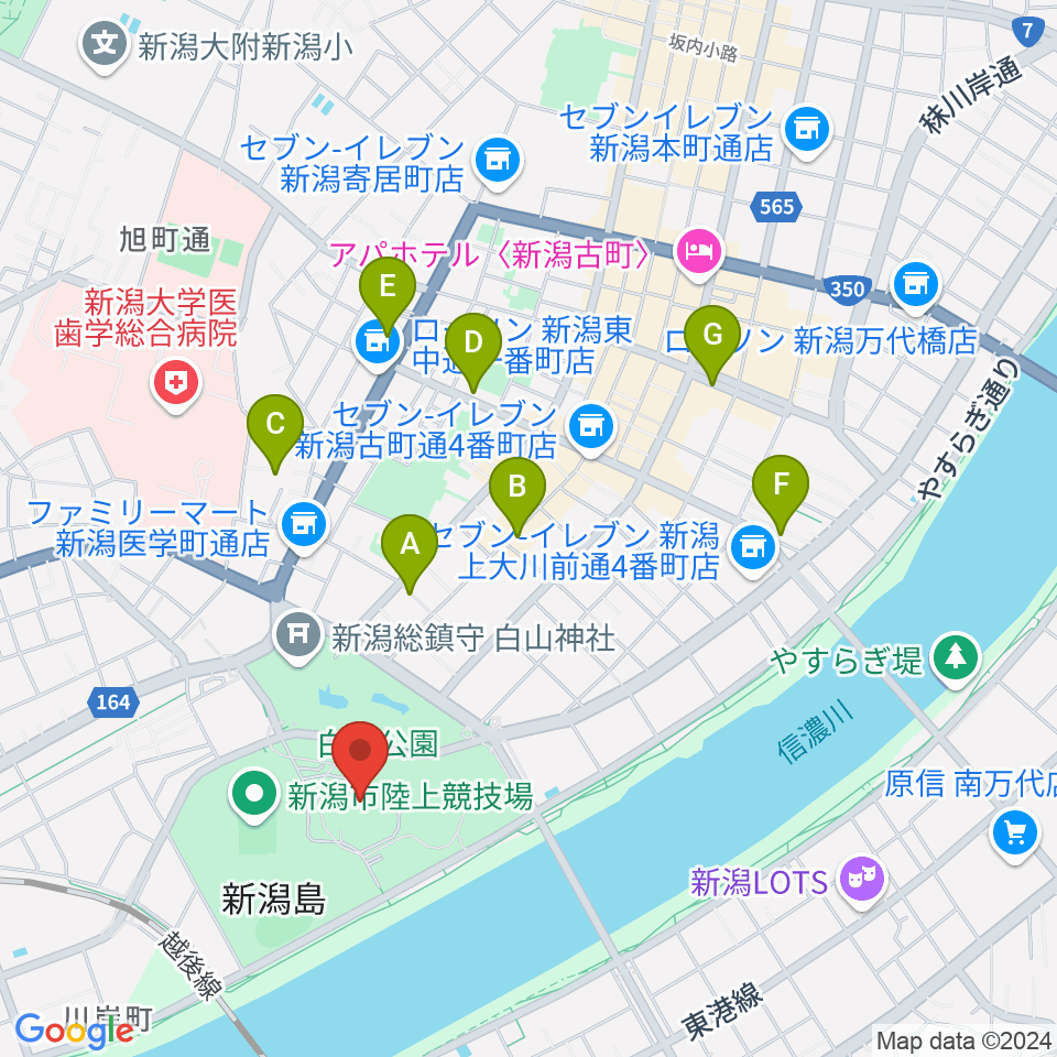 新潟県民会館周辺のホテル一覧地図