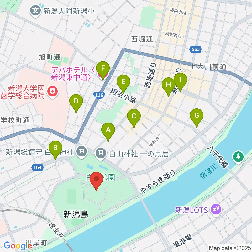 新潟県民会館周辺のホテル一覧地図