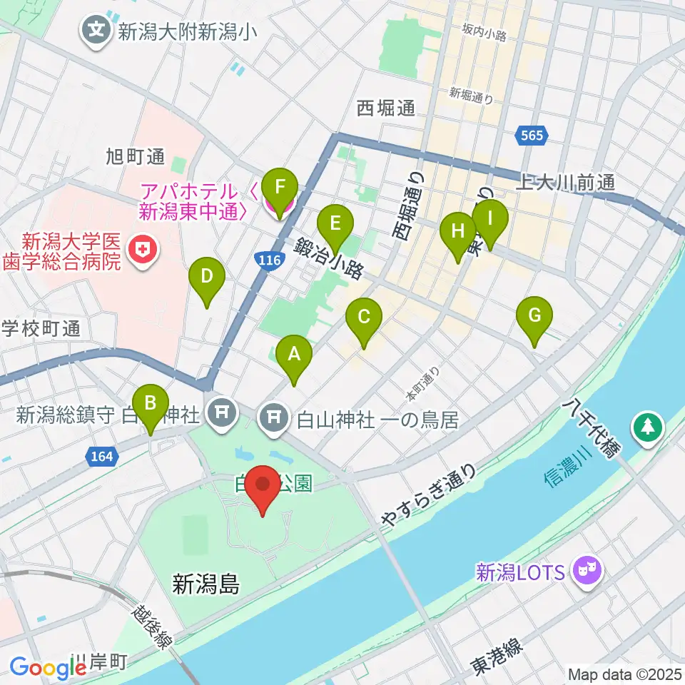 新潟県民会館周辺のホテル一覧地図