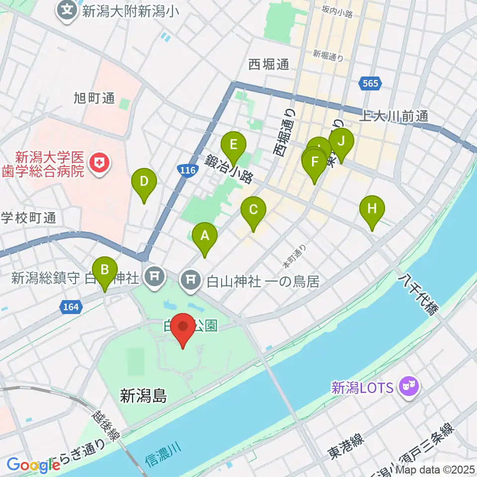 新潟県民会館周辺のホテル一覧地図