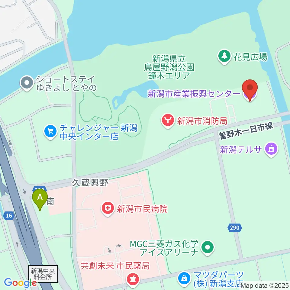 新潟市産業振興センター周辺のホテル一覧地図