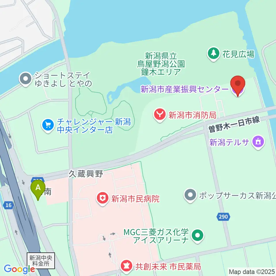 新潟市産業振興センター周辺のホテル一覧地図