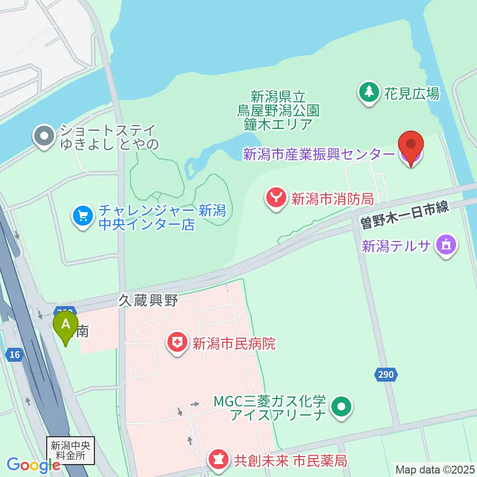 新潟市産業振興センター周辺のホテル一覧地図