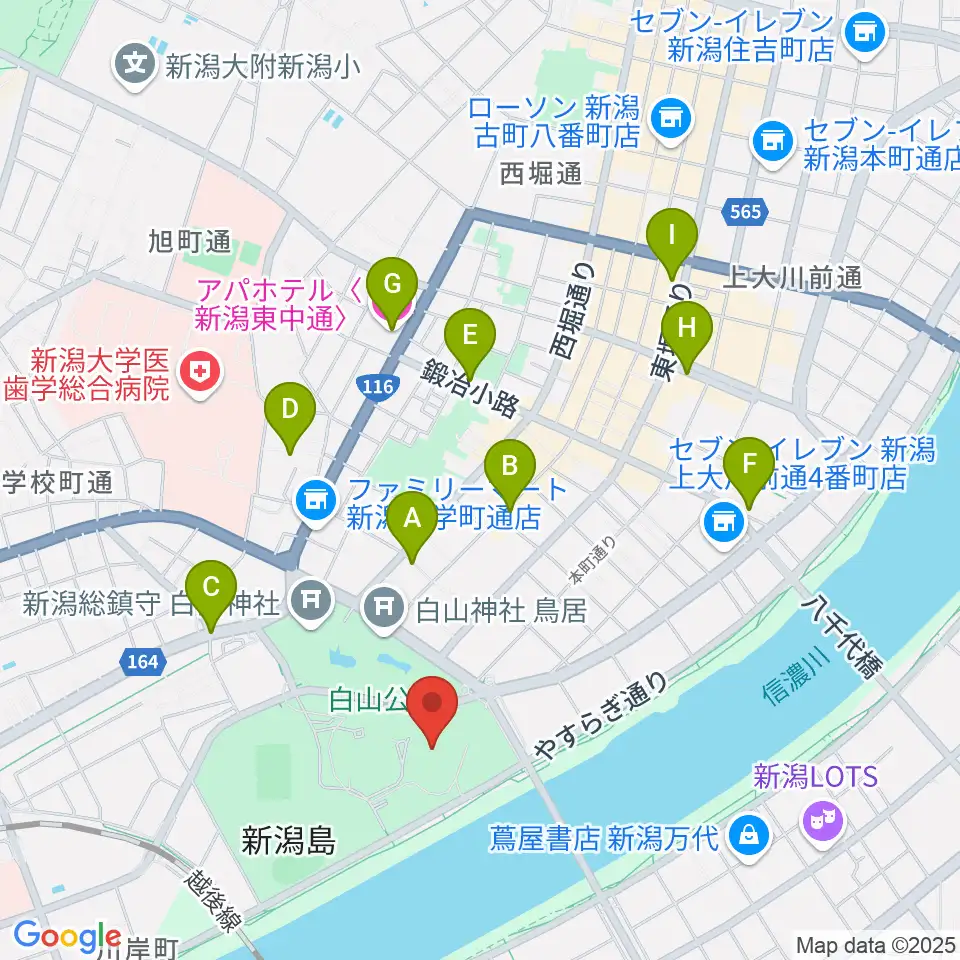 りゅーとぴあ 新潟市民芸術文化会館周辺のホテル一覧地図