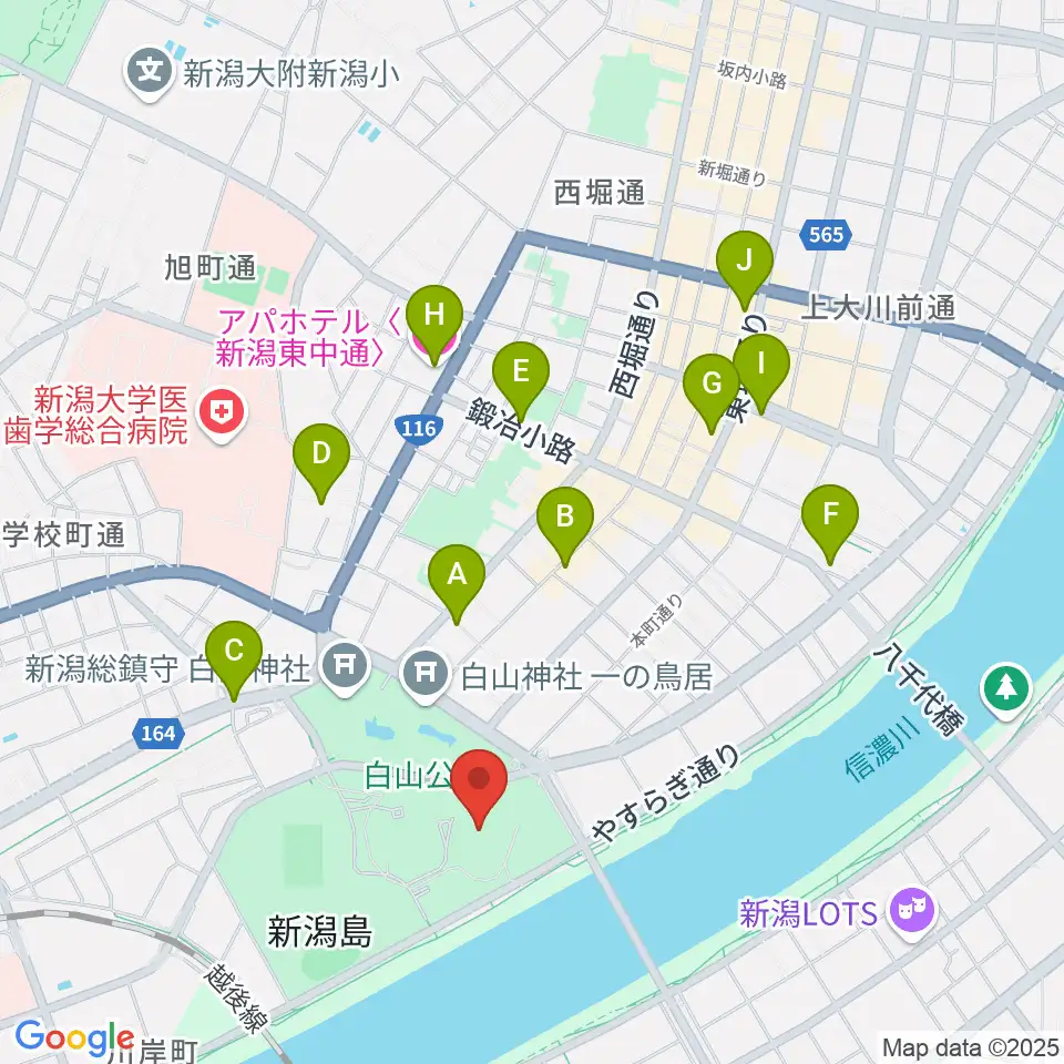 りゅーとぴあ 新潟市民芸術文化会館周辺のホテル一覧地図
