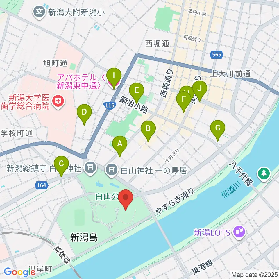 りゅーとぴあ 新潟市民芸術文化会館周辺のホテル一覧地図