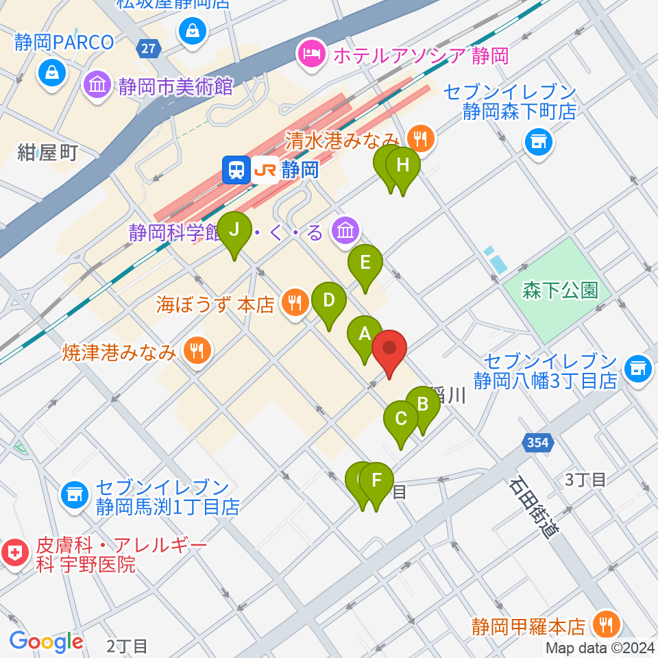 静岡サナッシュ周辺のホテル一覧地図