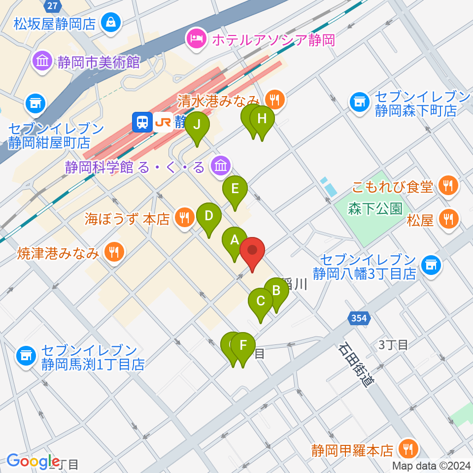 静岡サナッシュ周辺のホテル一覧地図