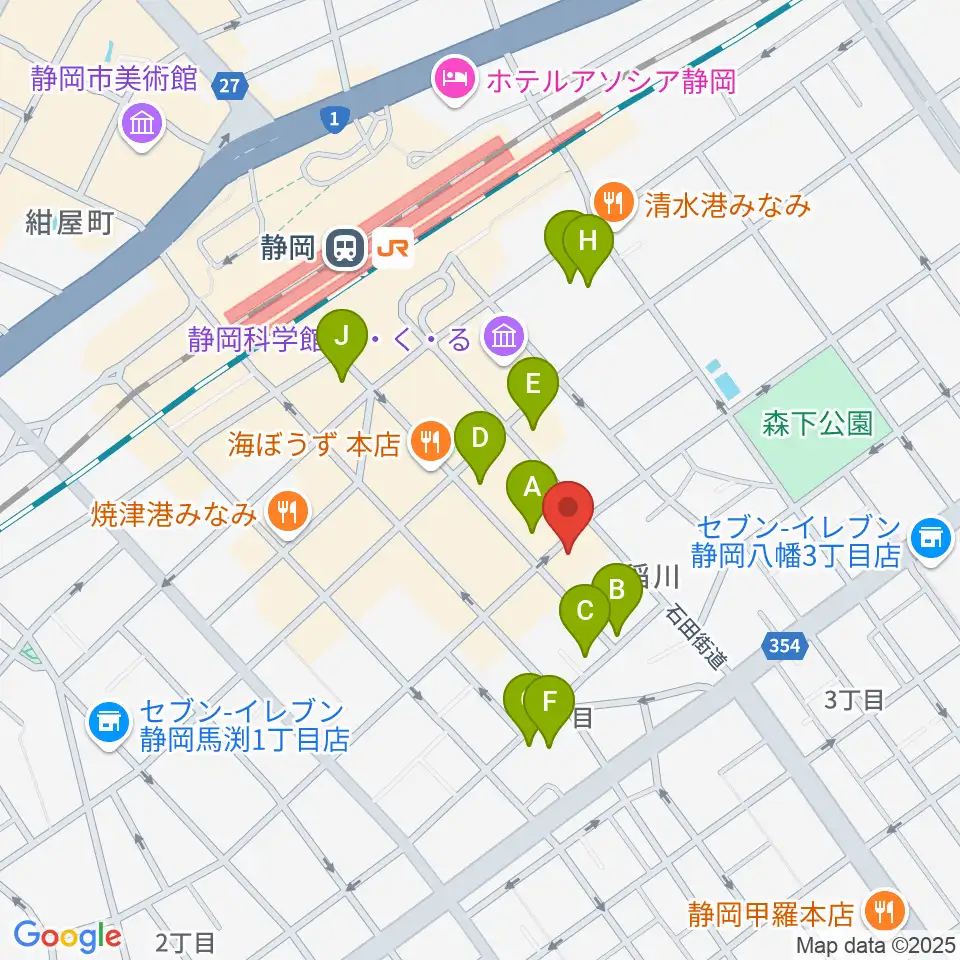 静岡サナッシュ周辺のホテル一覧地図