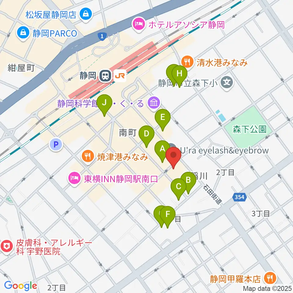 静岡サナッシュ周辺のホテル一覧地図