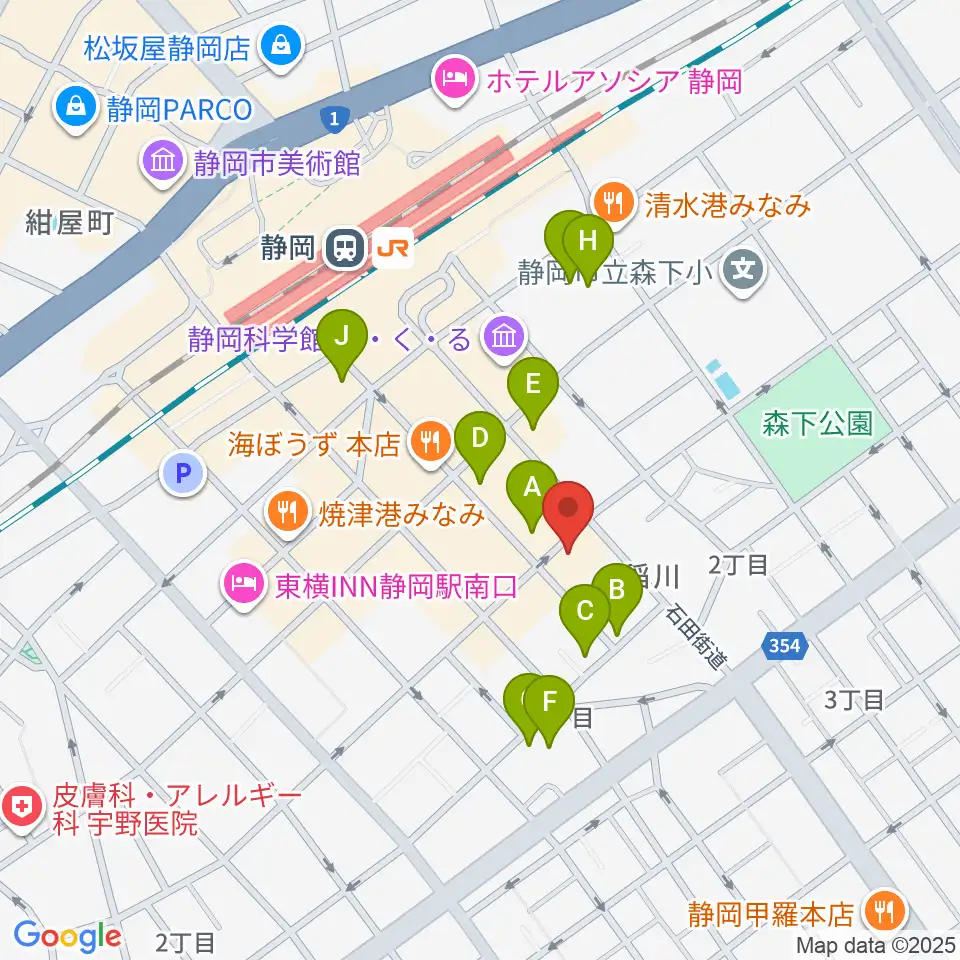 静岡サナッシュ周辺のホテル一覧地図