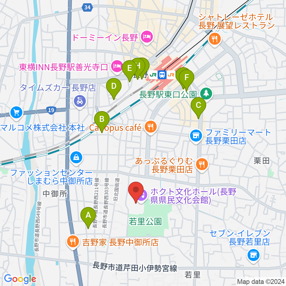 ホクト文化ホール周辺のホテル一覧地図