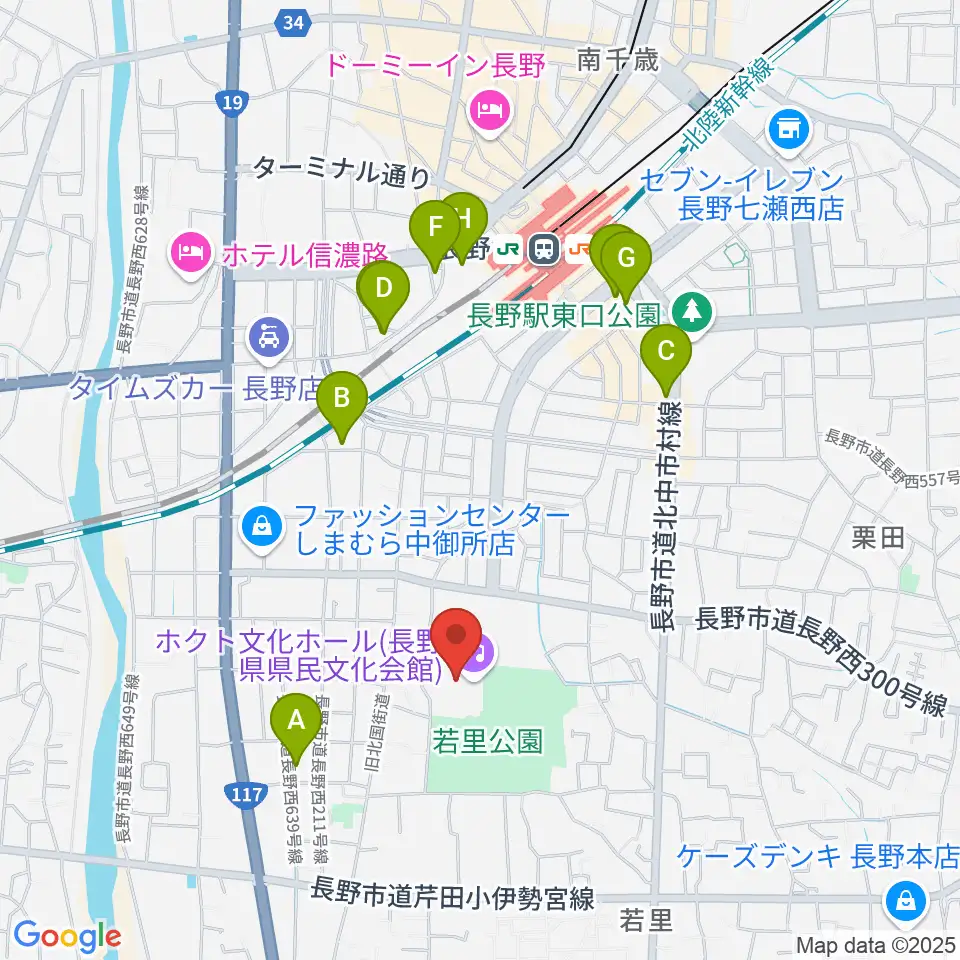 ホクト文化ホール周辺のホテル一覧地図