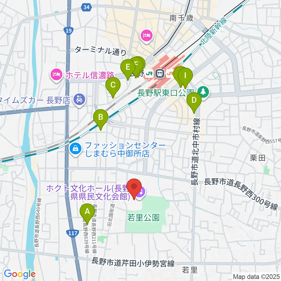 ホクト文化ホール周辺のホテル一覧地図