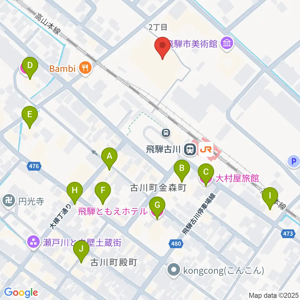 飛騨市文化交流センター周辺のホテル一覧地図