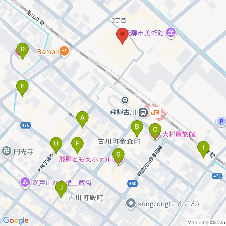 飛騨市文化交流センター周辺のホテル一覧地図