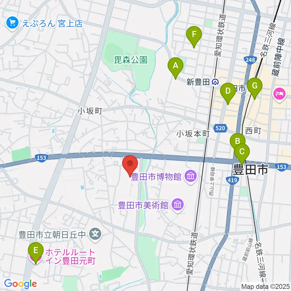 豊田市民文化会館周辺のホテル一覧地図